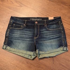 Denim shorts with braid detail